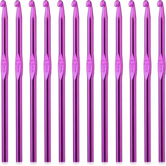 12Pcs 4.5mm Crochet Hooks, US Size 7 Aluminum Crochet Hooks Craft Yarn, Crochet Hooks Bulk Crochet Needles for Crocheting Yarn, Metal Crochet Hook {1}