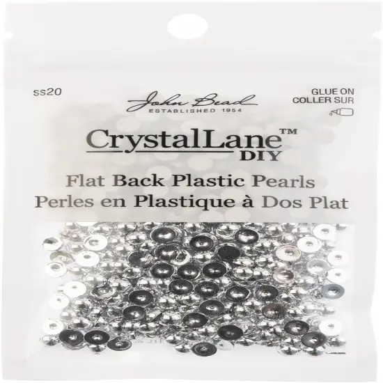 Crystal Lane DIY SS20(5mm) Plastic Pearl Flatback Rhinestones, 575pcs Metallic Silver {3}