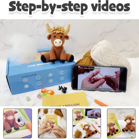 Couple Kangaroos Crochet Kit for Beginners, 2 Pcs Animals Amigurumi Starter Kit {3}