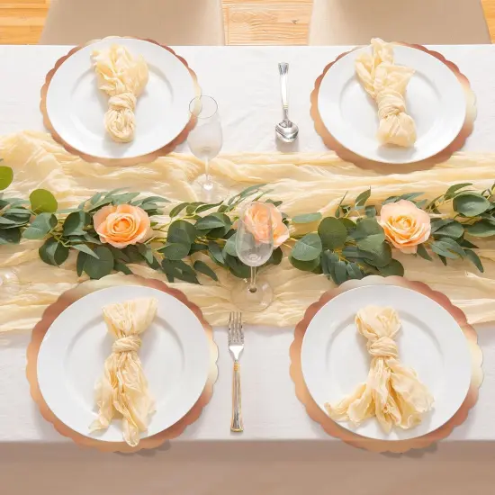 50PCS Rose Gold Round Disposable Paper Placemats - Elegant Table Decor {4}