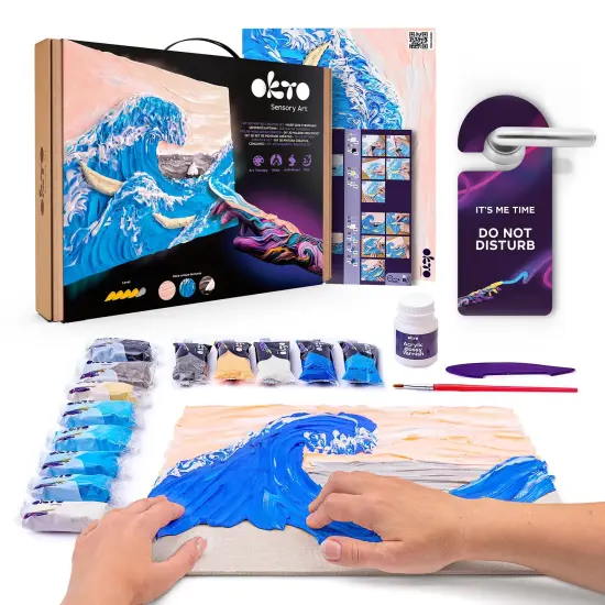 OKTO Sensory Art 3D Painting &ldquo;The Great Wave off Kanagawa&rdquo; &ndash; 11.8&rdquo; x 15.7&rdquo; Canvas Kit {2}