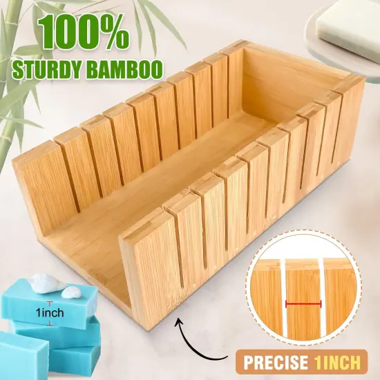 Soap Mold for soap Making, Soap Making kit - 42 oz Silicone Loaf soap Mold Set with Rectangular Wood Box & Bamboo Cutter Measuring Box, 2 Scraper for Soaps Making {5}