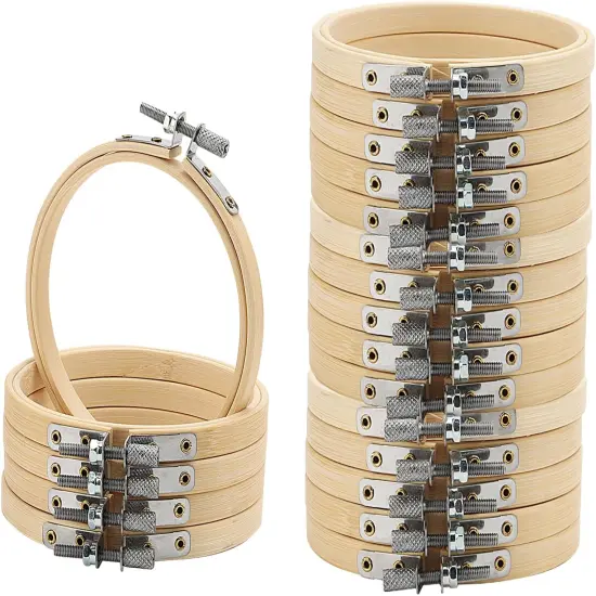 20 PCS 4 Inch Bamboo Embroidery Hoop, Adjustable Bamboo Circle Cross Stitch Hoop Ring for Craft Sewing, DIY Project, Decoration {1}