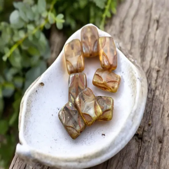 *12* 12x8mm Crystal Mint Picasso Table Cut Diamond Rectangle Beads {1}