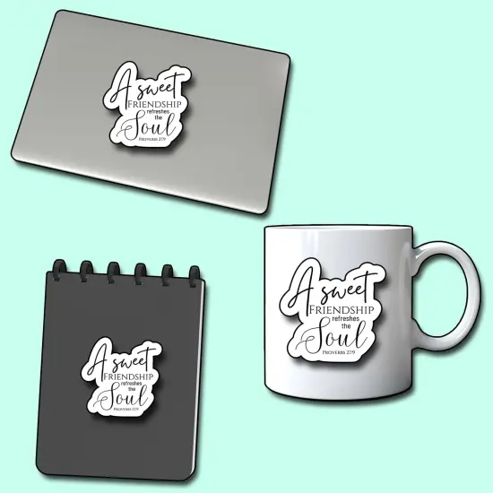 (3Pcs) A Sweet Friendship Refreshes The Soul Sticker, Christian Gifts Decorate Books Laptop Phone, Water Bottles Kindles Stickers, Tumbler Sticker Waterproof Vinyl Decorate 3 x 2,8" Inch {5}