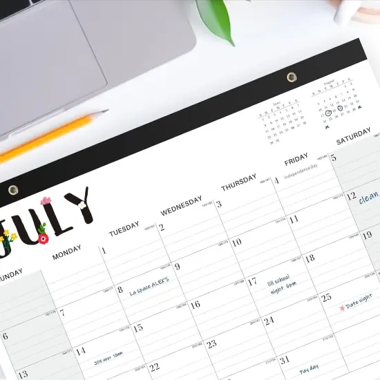 Desk Calendar 2025-2026 with Cover - 7 x 12 inch (Medium) - Black {4}