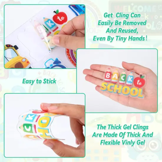50 PCS Back to School Window Thick Gel Clings Stickers {4}