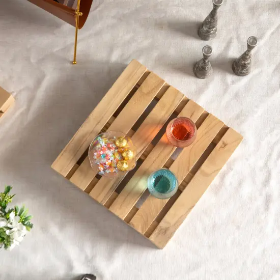 Vintiquewise Rustic Wooden Pallet Display Stand Natural Wood Riser for Home Decor Table Centerpiece Candle or Dessert Holders Plant Pot DIY Craft Party Accents and Event Presentation {6}