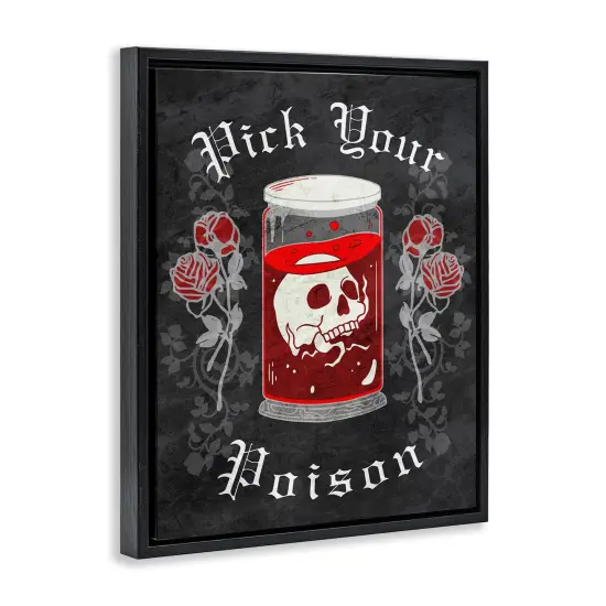 Pick Your Poison Skull Floating Frame Canvas Art Black {3}