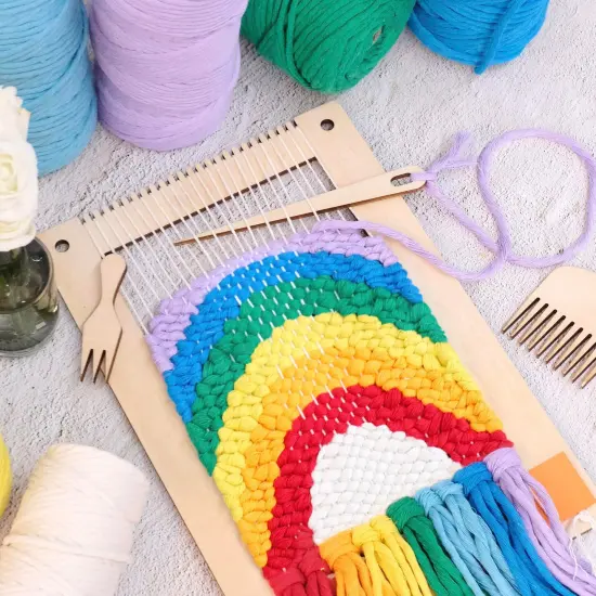 HAND U JOURNEY Rectangle Weaving Loom Kit 7.9''x11.8'' and 5.3''x7.8'', 2 Set with Weaving Tools and 16 Pages Instruction Book-Size M {5}