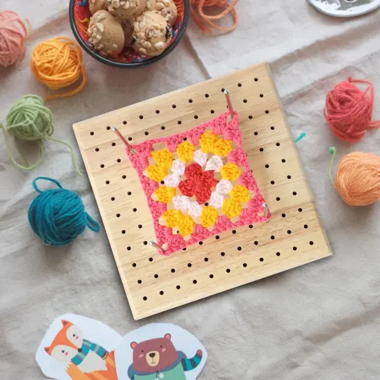 Crochet Blocking Board with Pegs 15 Pins - Granny Square Blocking Board, Blocking Boards for Crochet Projects, Crochet Accessories and Gadgets, Crochet Supplies, Crochet Tools (5 inches) {4}