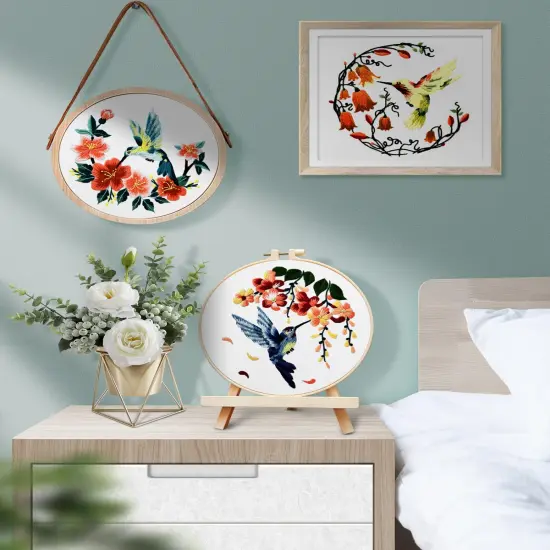 Hummingbird and Flower Embroidery Kit for Adults {3}