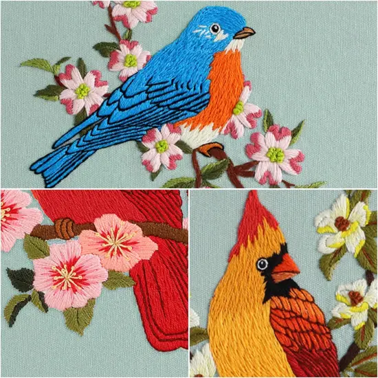3 Sets Bird Embroidery Kits for Beginners,Adults Starter Flower Pattern Cross Stitch Kit DIY Needlepoint Kits with Embroidery Instructions {4}