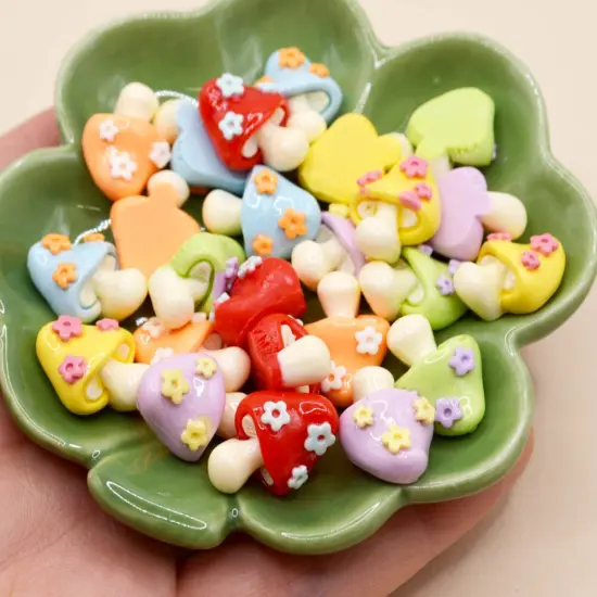 Pastel Mushroom Resin Craft Embellishments Whimsical Shank-Back Buttons 24pcs {2}