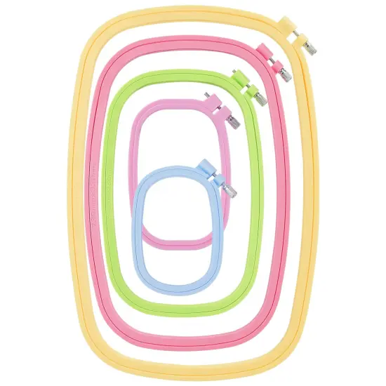 5 Pack ABS Rectangular Embroidery Hoops Set, Cross Stitch Hoops 5 Inch 6 Inch 10 Inch 12 Inch 15 Inch Plastic Candy Color Embroidery Hoop for DIY Embroidery Craft {1}