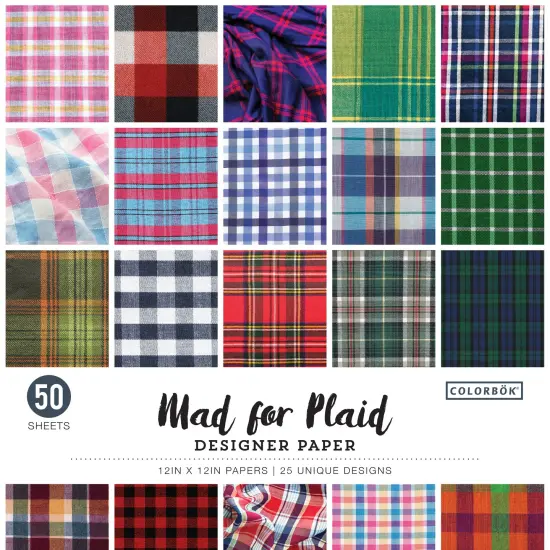 Colorbok 68lb Designer Single-Sided Paper 12"X12" 50/Pkg-Mad For Plaid, 25 Designs/2 Each {1}