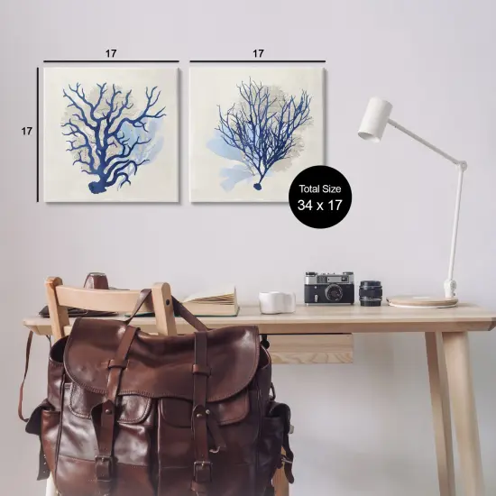 Stupell Industries Blue Coral Branches 2pc Canvas Wall Art Set Design by Susan Arnot {3}