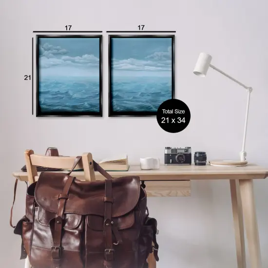 Stupell Industries Clouds over Rough Sea Waves 2pc Floater Framed Canvas Wall Art Set Design by Grace Popp  {3}