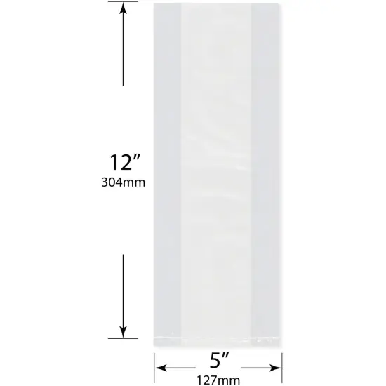 Plymor 5" x 2" x 12" (Pack of 100), 1 Mil Gusseted Plastic Bags {3}