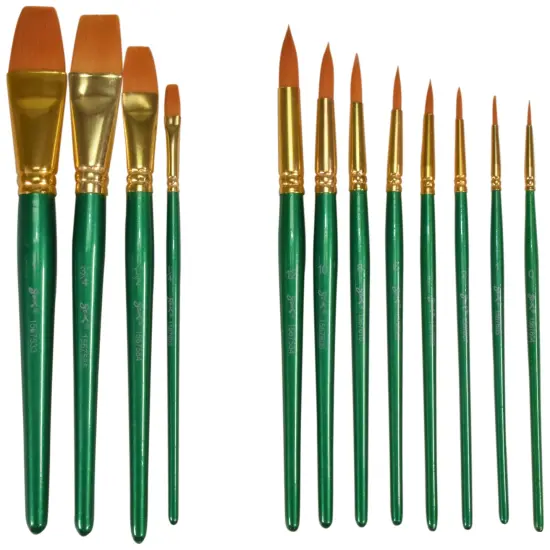 Sax Optimum Golden Synthetic Taklon Paint Brushes, Assorted Sizes, Set of 72 {5}