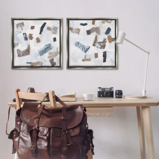 Stupell Industries Scattered Neutral Shapes 2pc Floater Framed Canvas Wall Art Set Design by Melissa Wang  {2}