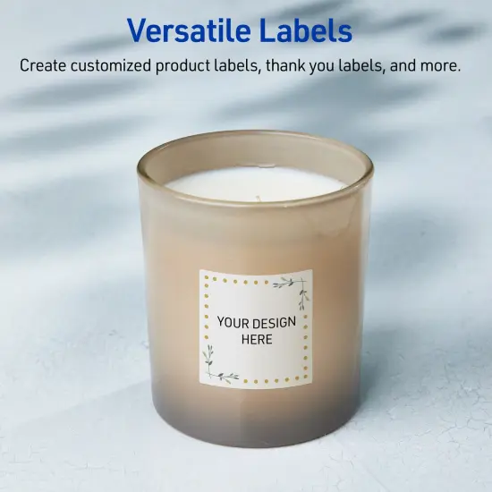 Avery Printable Square Labels, Gold Dots with Green Florals, 2" x 2", Matte White Square Labels, Permanent, Laser/Inkjet, 120ct, Great for Product Labels {6}