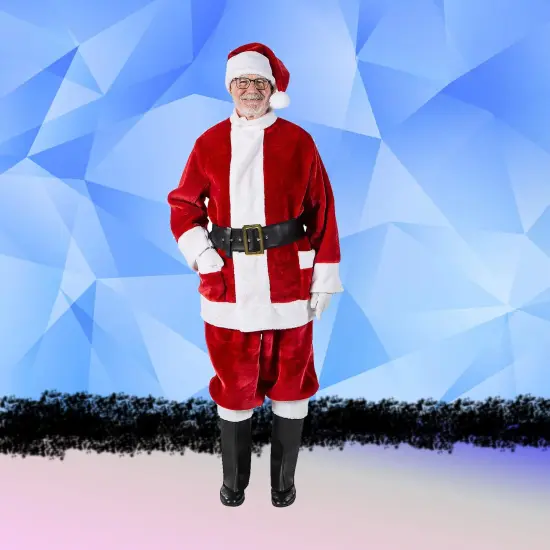 Burgundy Deluxe Santa Costume with Plush Trim and Deep Outside Satin-Lined Pockets {5}