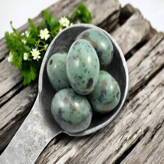 *6* 20x16mm Opaque Turquoise Bronze Picasso Gumball Oval Beads {3}