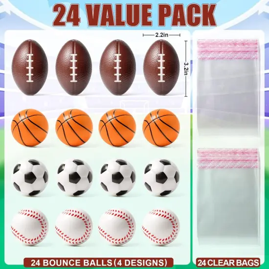 Easter Basket Stuffers for Kids Boys Girls, 24 Pack Foam Bouncy Stress Balls with Cards for Toddlers {2}