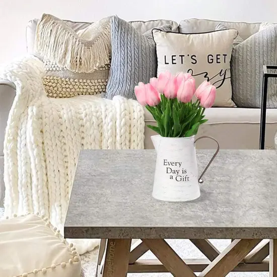 10 Pcs Pink Tulips Artificial Flowers Real Touch Fake Tulips Fake Flowers for Mother's Day 13.5" Faux Tulips Faux Flowers Bulk Artificial Tulips Flowers for Vase Centerpieces Home Wedding Bouquet {3}