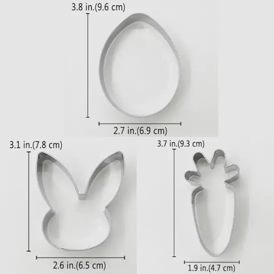 Easter Cookie Cutter Set, 3-pc, Egg, Bunny and Carrot, Stainless Steel {4}