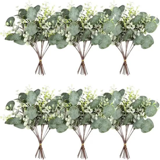 40 Pcs Artificial Greenery Eucalyptus Stem Silver Dollar Leaves Baby Eucalyptus Leaves Suitable for Family Wedding Vase Centerpieces Bouquet Flower Arrangement {1}
