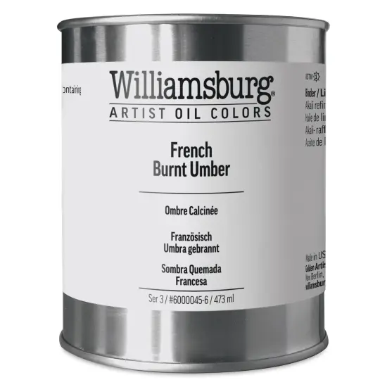 Williamsburg Handmade Oil Paint - French Burnt Umber, 16 oz can {1}