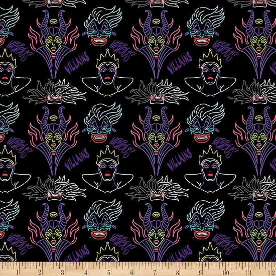 Springs Creative Disney Villain Outline Black Cotton Fabric by the Yard {1}
