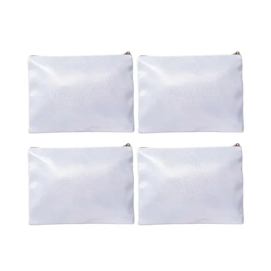 Craft Express 4 Pack Shimmer Sublimation Cosmetic Bags &ndash; 9"x6" Glitter White with Zipper {1}