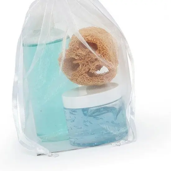 Cardboard Square Bottom Organza Bags 2 1/2 '' X 2 1/2 '' X 8 '' for Packaging White {4}