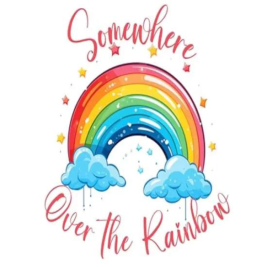 Somewhere Over The Rainbow in Red Edible Cake Topper-8" Round {1}