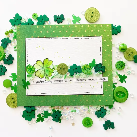 St. Patrick&rsquo;s Day Buttons & Embellishments Set &ndash; 5-Pack Including Glitter Shamrocks, Leprechaun Hats, Green Flowers & Sprinkles for DIY Crafts, Shaker Projects & Scrapbooking {6}