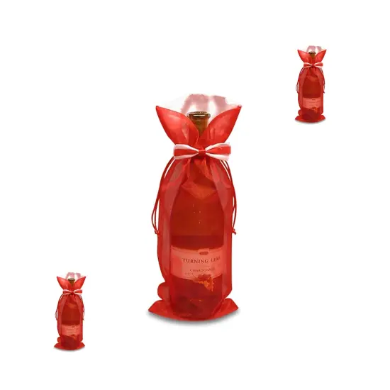 Decorative Bow Tie Organza Wine Bag 6" x 14" {4}