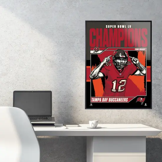 Phenom Gallery Tampa Bay Buccaneers Super Bowl LV Champs Tom Brady 18" x 24" Deluxe Framed Serigraph {3}