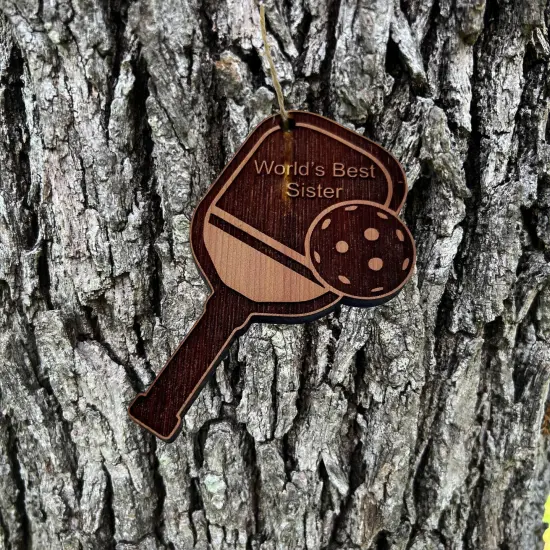 Worlds Best Sister Pickleball - Cedar Ornament {3}