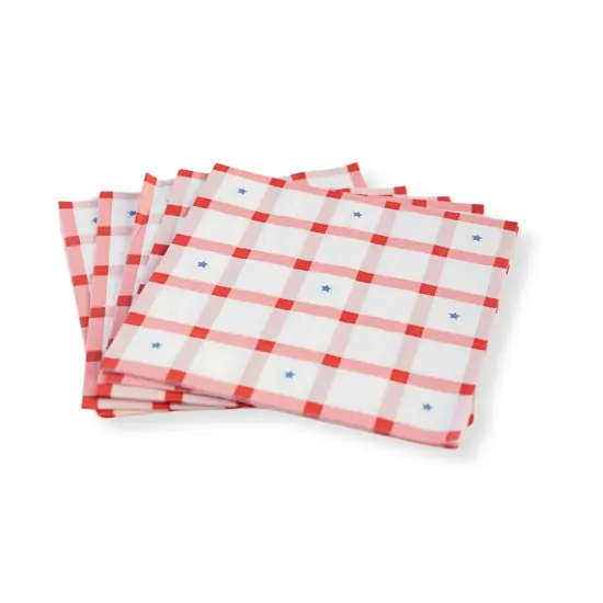 RED GINGHAM 4TH OF JULY LARGE NAPKINS {4}