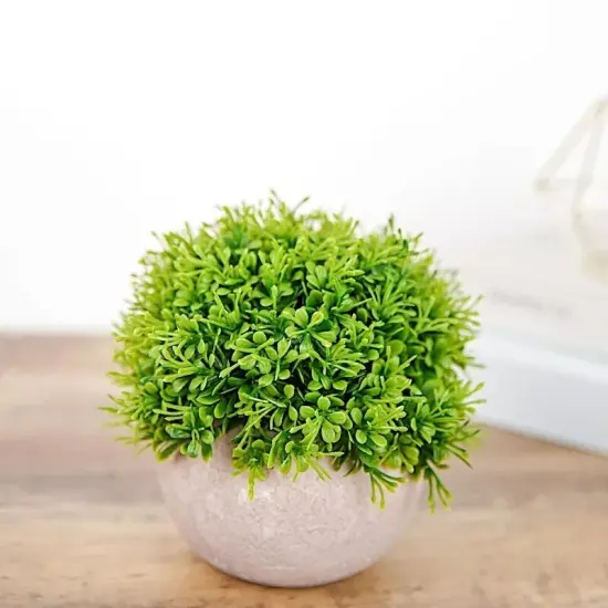 2 Green 5" Mini Boxwood Topiary ARTIFICIAL PLANTS Planter Pots Home Decorations {2}