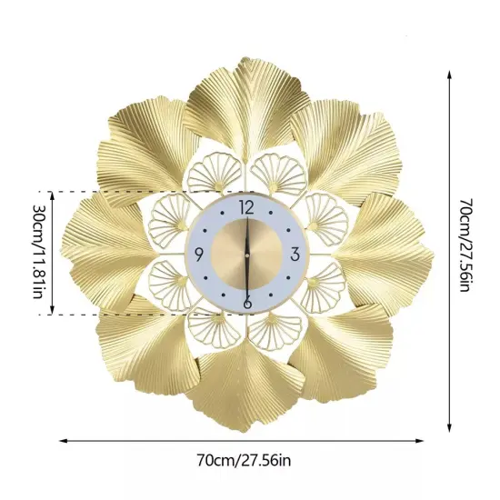 70cm 3D Creative Elegant Round Ginkgo Biloba Wall Clock Living Room Home Decor {3}