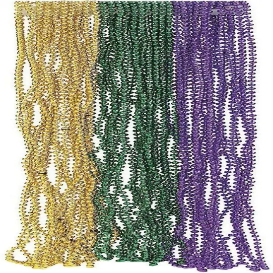 4E's Novelty 24 Pack Purple Green Gold Beads Necklaces, Mardi Gras Beads Bulk Party Supplies Festival Parade Throws Dress Up accessories {5}