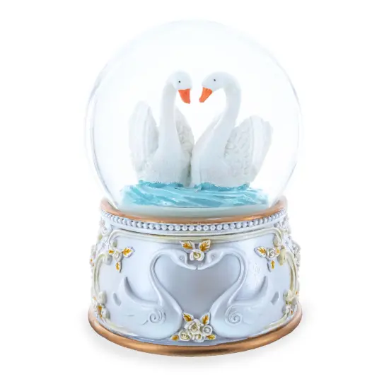 Romantic Swan Spinning Musical Water Snow Globe {1}