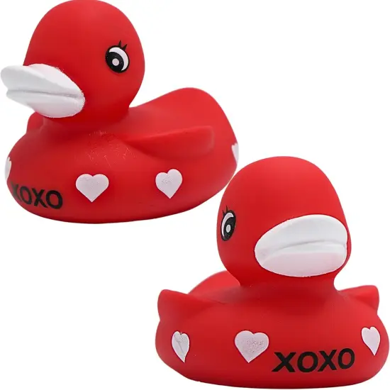 4E's Novelty 2 Pack Valentines Rubber Duck: 3" Large Red Rubber Ducky with XOXO {1}