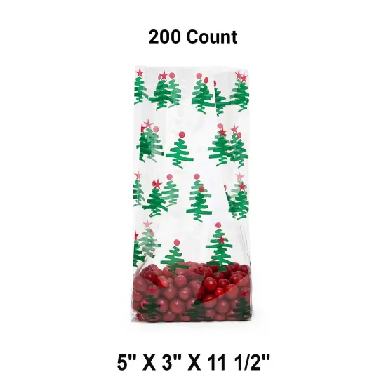 5&rdquo; x 3&rdquo; x 11.5&rdquo; Holiday Cello Bags with Festive Patterns {1}