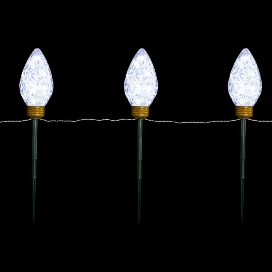 Northlight LED Lighted C9 Style Christmas Pathway Lawn Stakes - 3 ft - Clear - 3-Count {1}