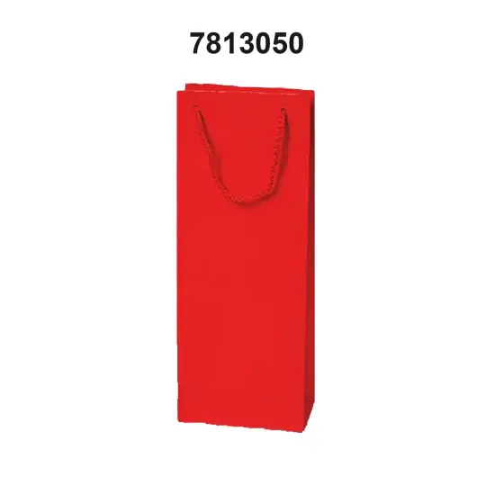 Deluxe Glossy Paper Wine Bottle Euro Tote 5" x 3" x 13 1/4" Red {3}